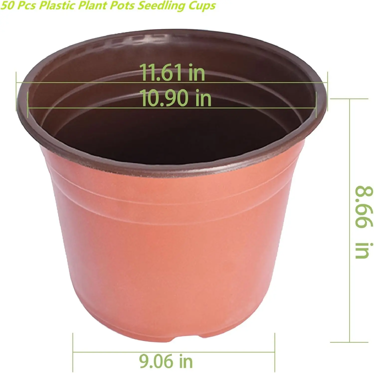 11.6 Inch Plastic Seedling Pots (50 Pack), Nursery Plant Containers, Greenhouse Growing Containers for Seed Cultivation, Gardening Planters