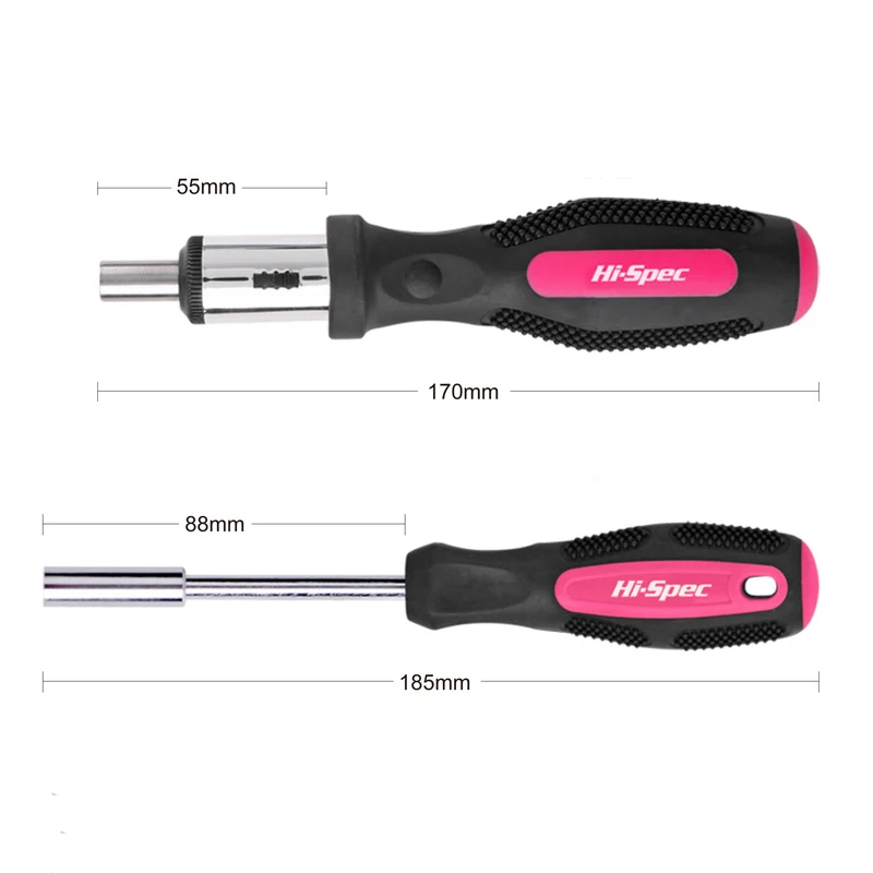 1pc 1/4 Inch 6.35MM Screwdriver Handle Home Repair Hand Tool Pink Multifunction Ratchet Screw Driver With Rubber