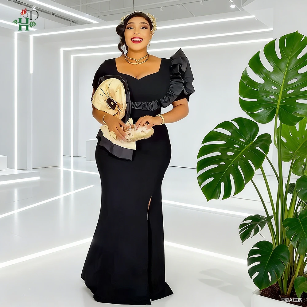 アフリカの女性用プラスサイズドレス、ファッショナブルなロングガウン、誕生日ローブ、パーティー、ウェディングドレス、デイリー、サマー、ブーブー、2025年新作