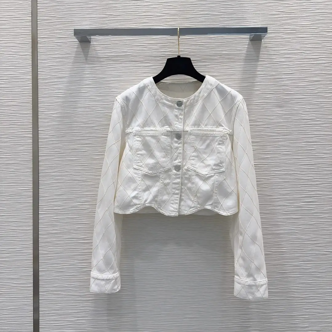 2026 High Quality New Women's Clothing White Lingge Mingxian Short Coat for Women--hb722