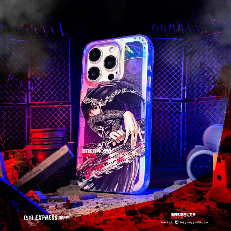 

SAKAMOTO DAYS Daibo Laser Silver Phone Case Mobile Phones Shell Electroplated Double-layer Printing Accessory Protective Sleeve