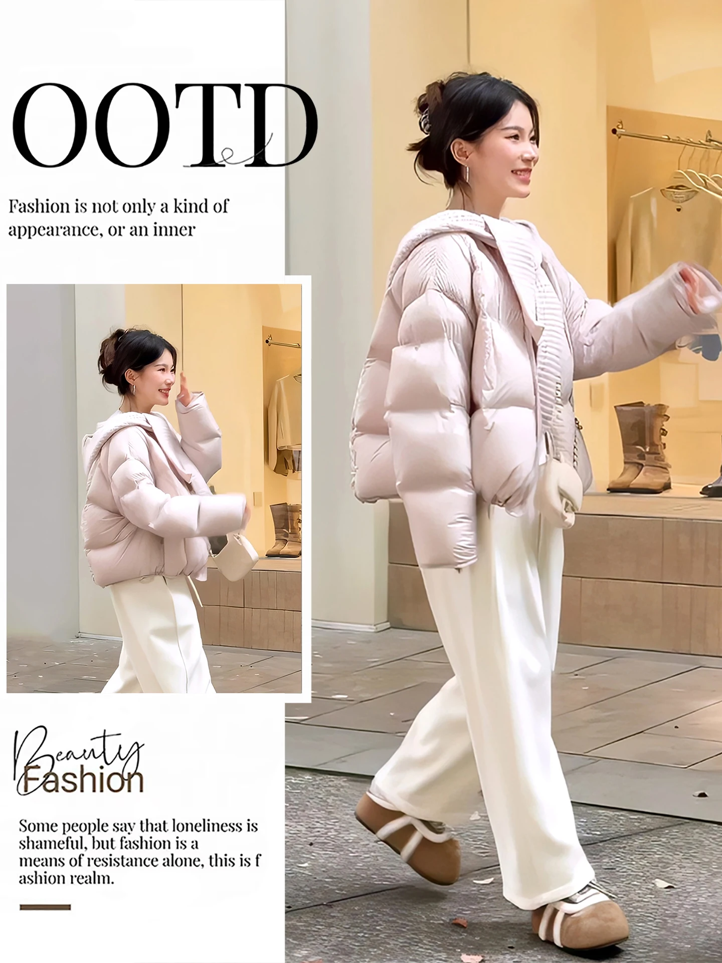 

Chic Korean Sle round Ne Cotton Jaet Knitted Hat oulder Bread Coat Winter New Arrival Ele Small Size Commute