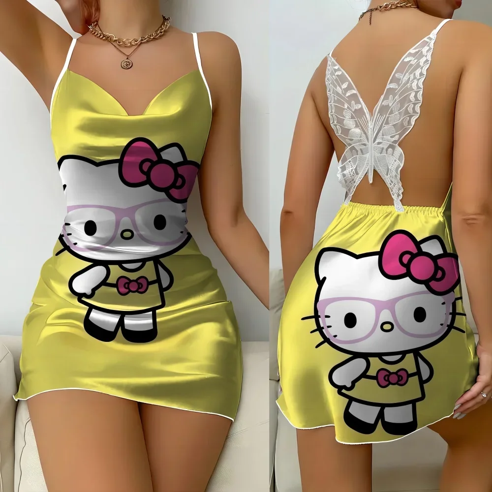 

2024 Sexy Pajamas for Women Summer New Female Home Dress Cartoon Pattern Women's Slip Dress Ruffled Edge Women's Nightwear