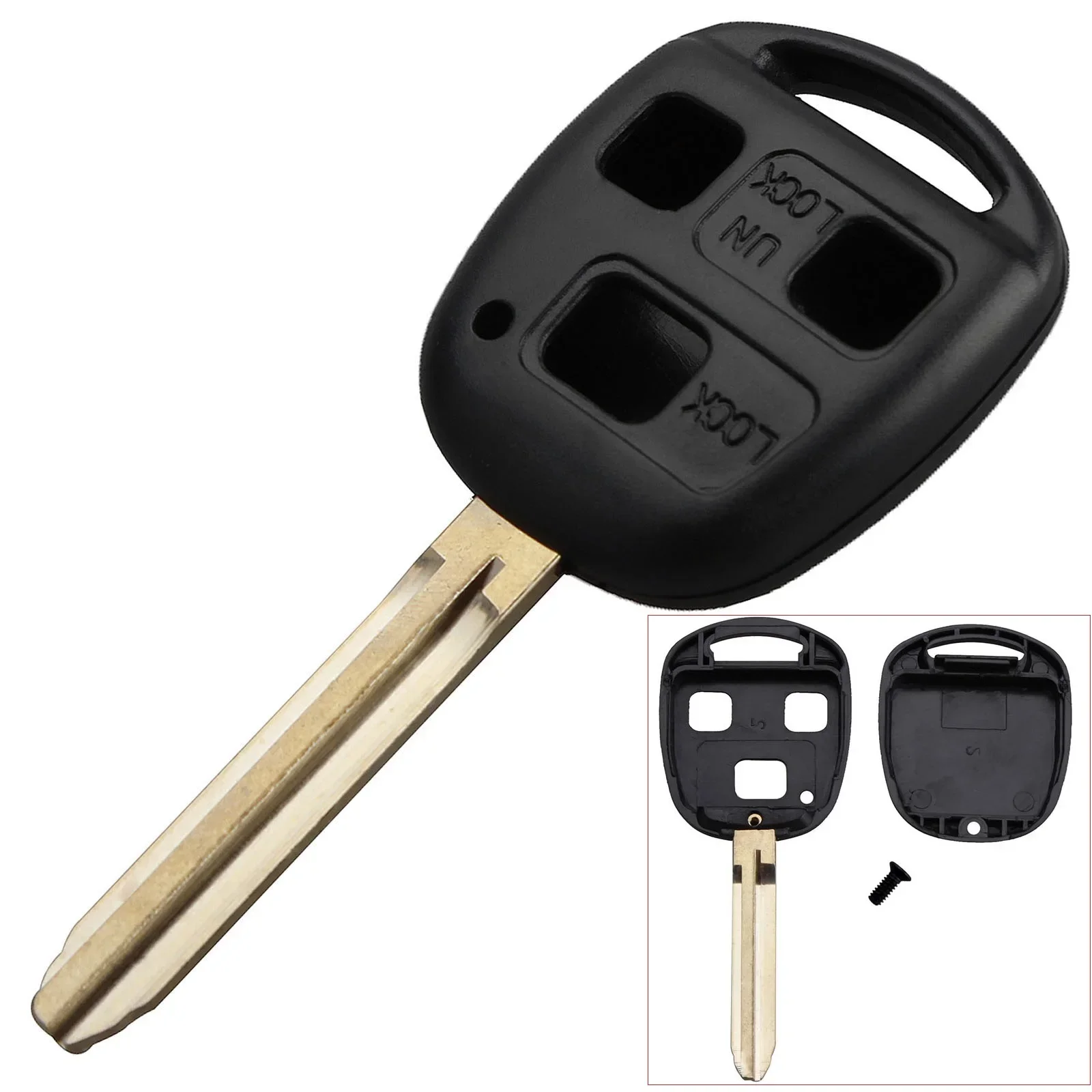 1pc 3 botões do carro keyless entrada remoto chave caso escudo capa fob lâmina uncut substituição para toyota camry land cruiser fj cruiser