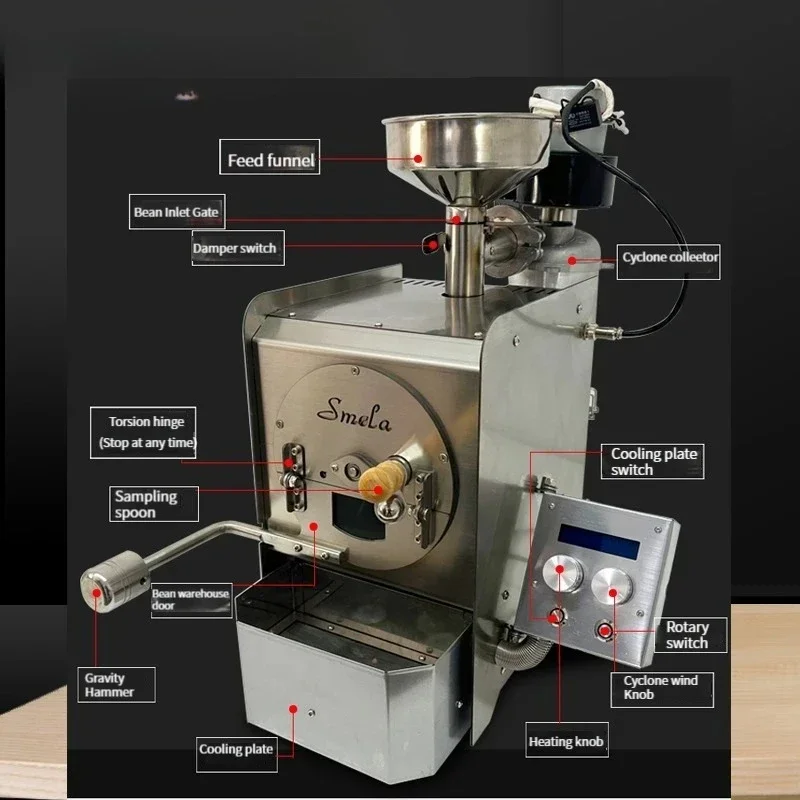 Electric Coffee Bean Roasting Machine Stainless Steel Household Coffee Roaster Coffee Roaster Roller Baker
