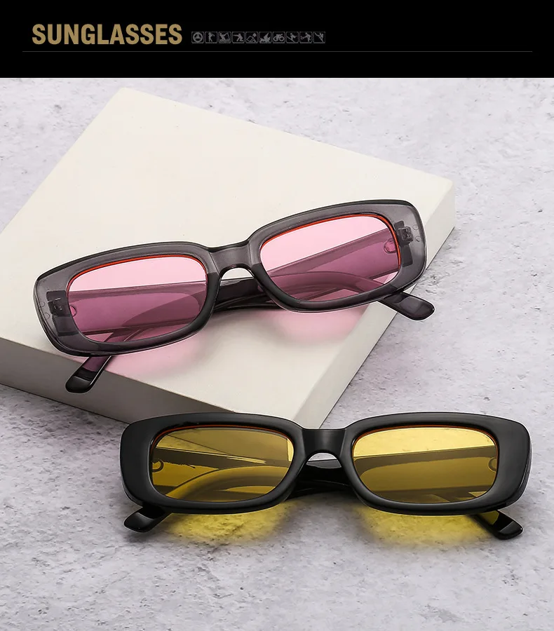 Trendige Mode-Sonnenbrille mit Kleinem Rechteckigem Rahmen für Damen, Luxusmarken-Designer Retro Quadratische Sonnenbrille für Frauen – Detail 4