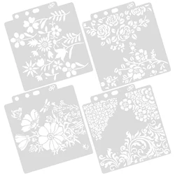 4 Pcs Hollow Out Template Hollow-out Painting Stencil Stencils for Canvas Drawing on Wood Flower Wall