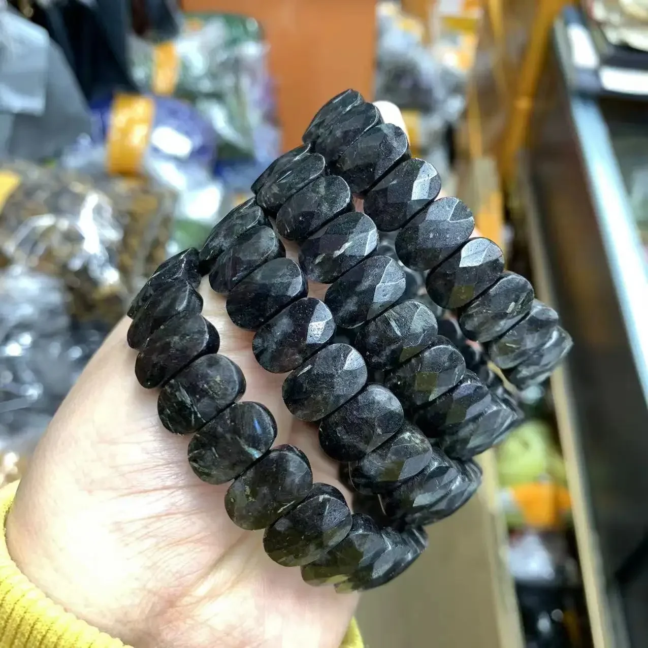 New Astrophyllite Hornblende Arfvedsonite Stone Beads about 8*14mm Bracelet Natural Gemstone Jewelry Bangle For Gift Wholesale !