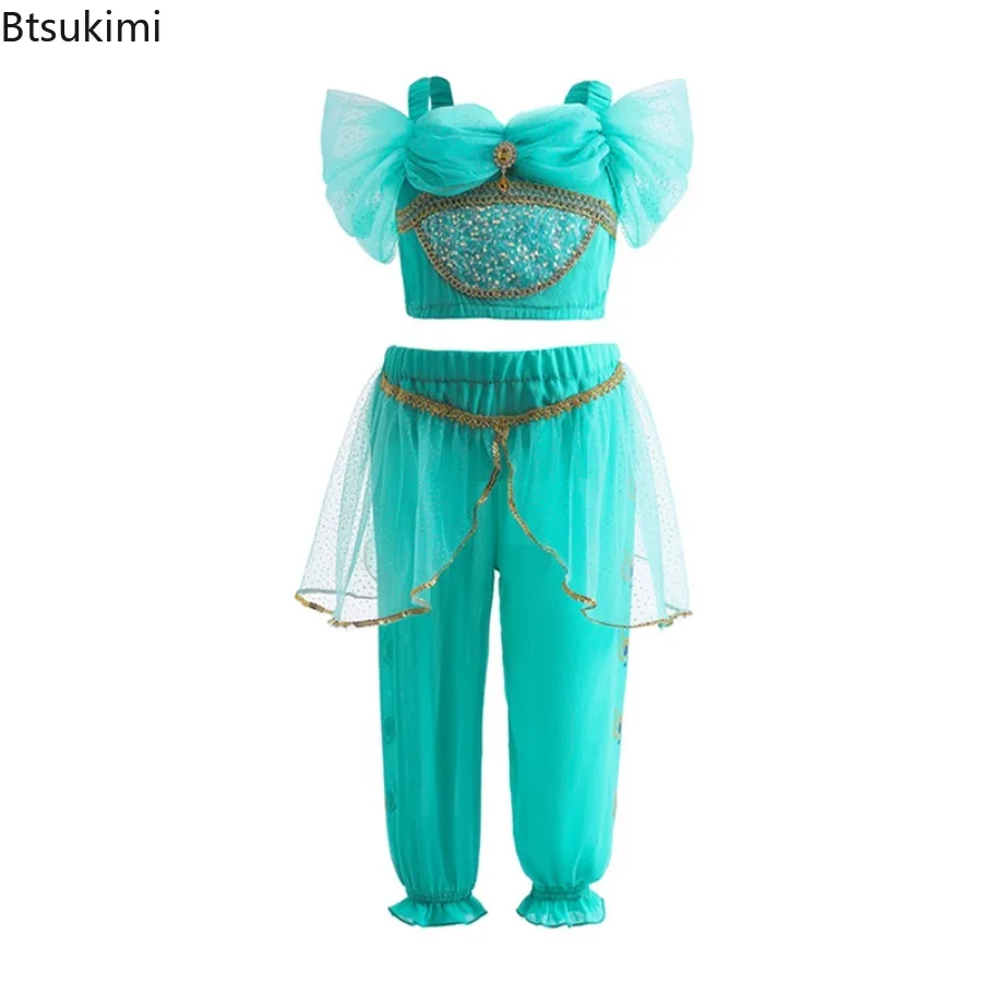Jasmine Princess Sets Girls Cartoon Role Playing Costume Children Arab Princess Stage Pagent Photography Clothes Luxury Outfits view 5