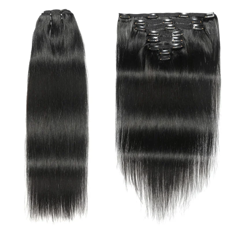 DHIPP-16Inch Clip In Extensions Human-Hair Clip Straight Hair Extensions Seamless Skin Weft Clip-On Hair Pieces Easy To Use