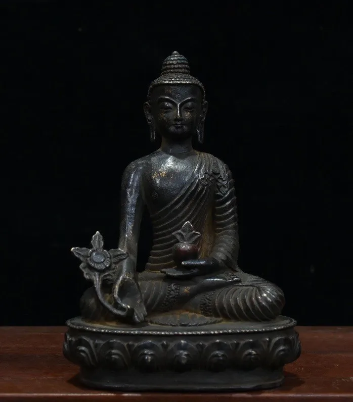 Tibet Buddhism temple bronze gilt Shakyamuni Shakya Mani Medicine Buddha statue