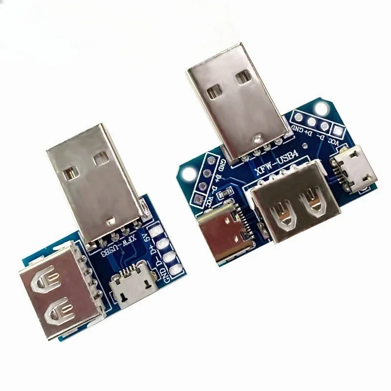 50pcs USB Head Switchboard Male Connector To Type-c Micro USB Female 2.54-4P Transfer Test Board USB Adapter Plate