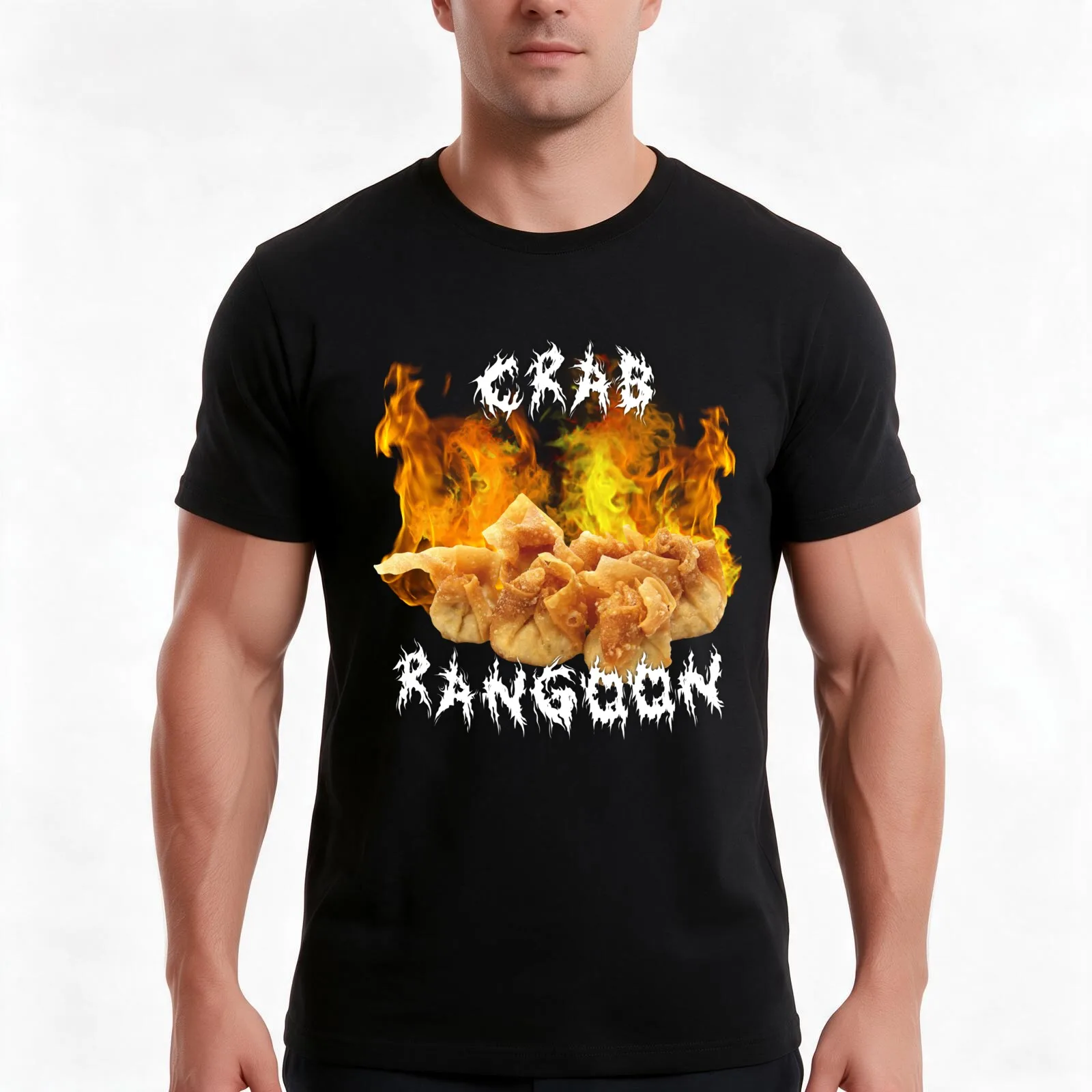 CRAB RANGOON T-Shirt Summer Casual Cotton Tee Oversized Streetwear Tops Vintage Graphic Print Loose Fit Short Sleeve