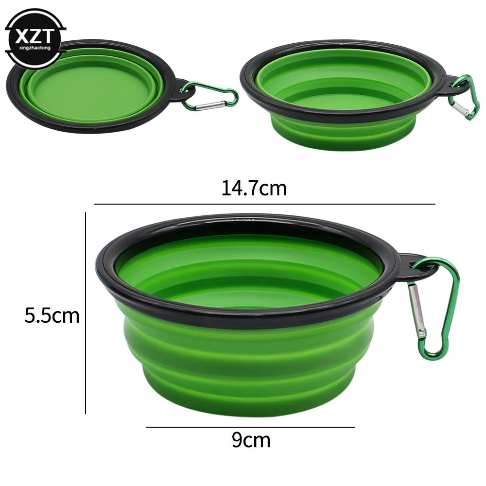 Portable Collapsible Dog Travel Bowl Silicone Pet Dogs Bowls For Traveling Camping Walking Outdoor Feeding Pet Folding Dish Bowl