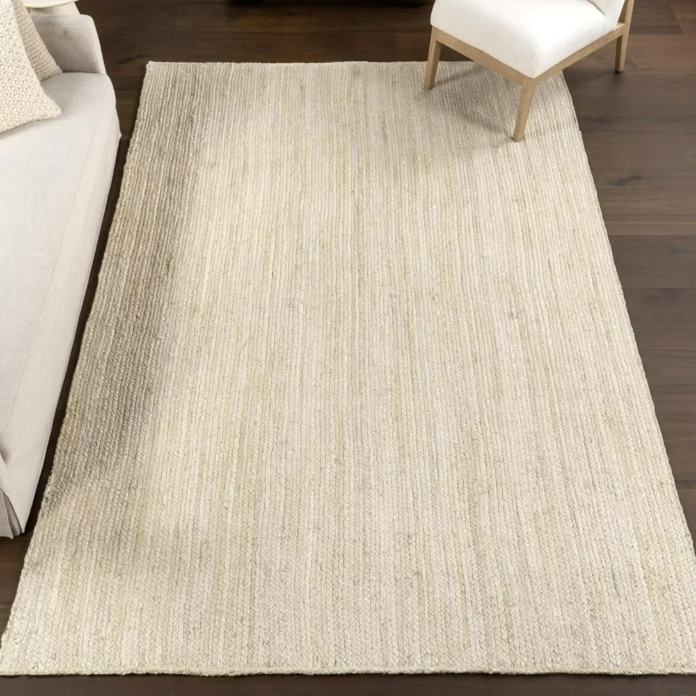 Carpet, 8 'x 10' hand woven carpet, solid color jute natural fiber, fashionable and practical Carpet