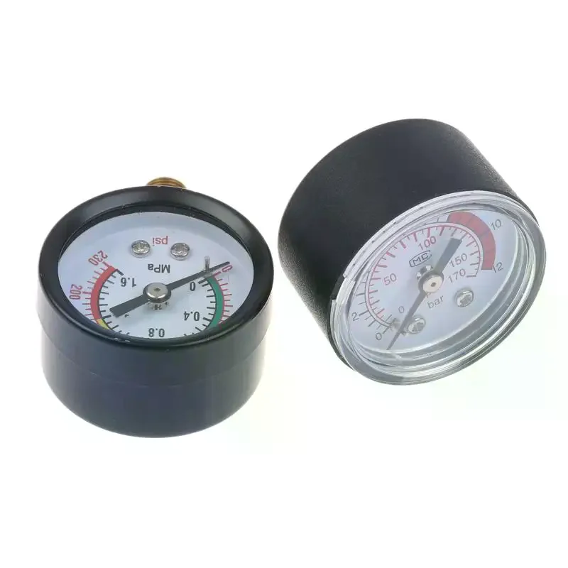 Pressure Ring Instrument Gauge Air Compressor Pneumatic Hydraulic Fluid 0-12bar / 0-170PSI Easy to Read Dial Measu