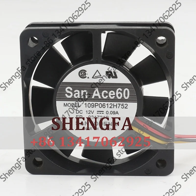 

New genuine product Sanyo Three-wire Cooling Fan 109P0612H752 24V 48V DC 12V 0.09A AC EC 6015 60X60X15MM 6CM Frequency Converter