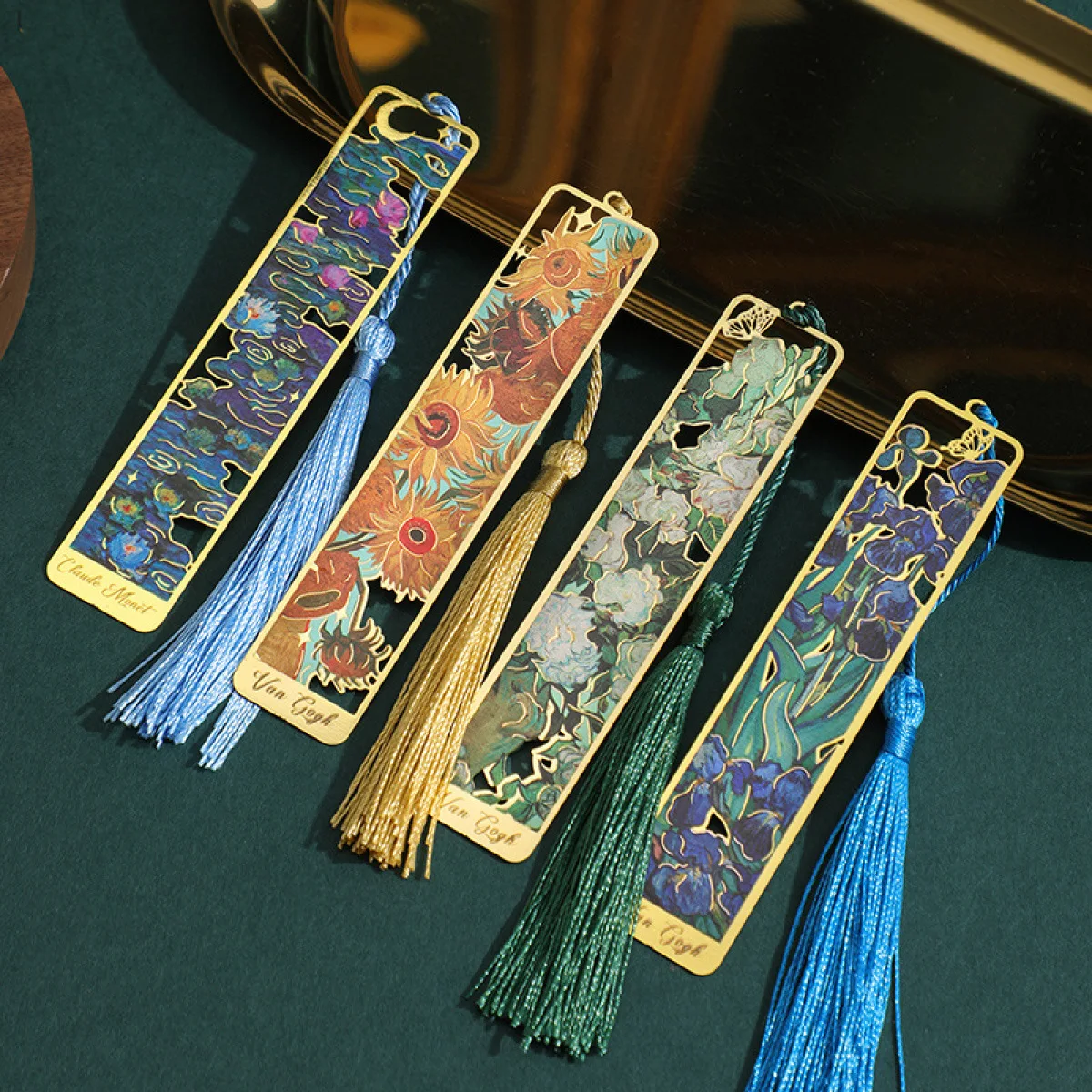 1 Pc Metal Sunflower Hollow Bookmark Chinese Style Creative Painted Book Holder Tassel Pendant Kids Stationery School Supplies