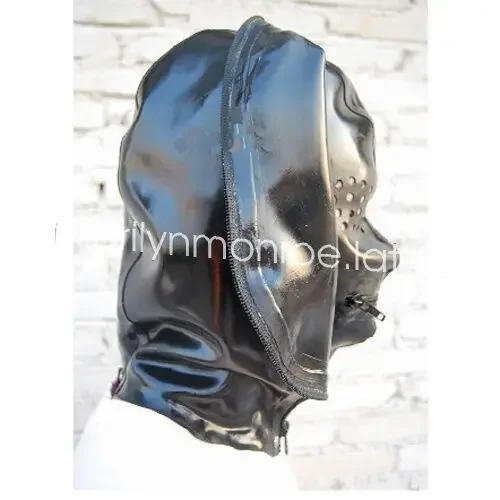 Lateks kauçuk Gummi kaput maskesi çift katmanlı fermuar ile tüm boyut tulum S-XXL