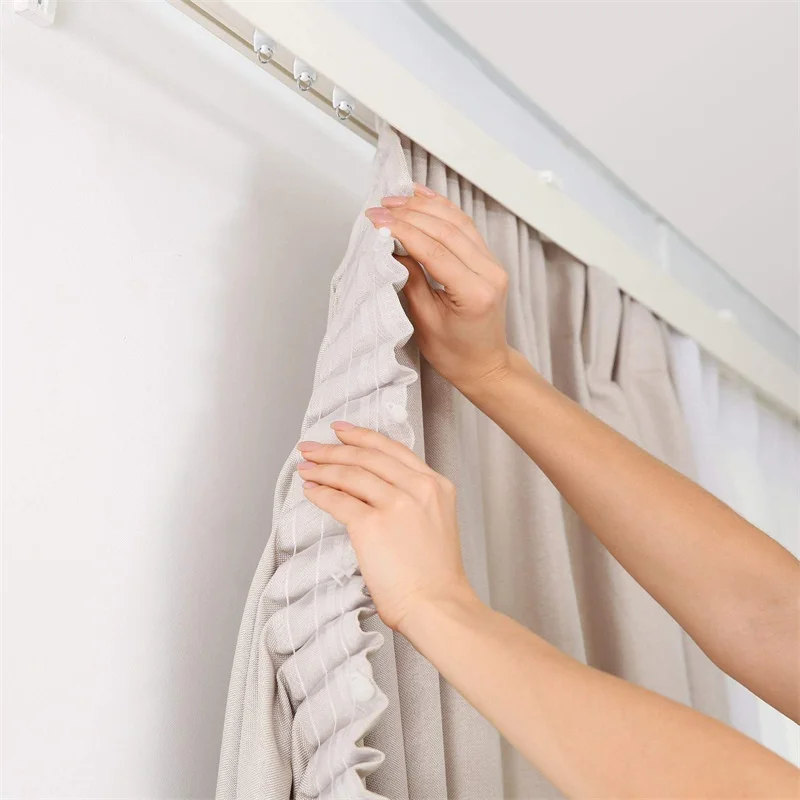 Ceiling Curtain Track Rollers  Flexible Bendable Curtain Track Rollers 11 mm White Plastic Drapery Rail Gliders With Hooks