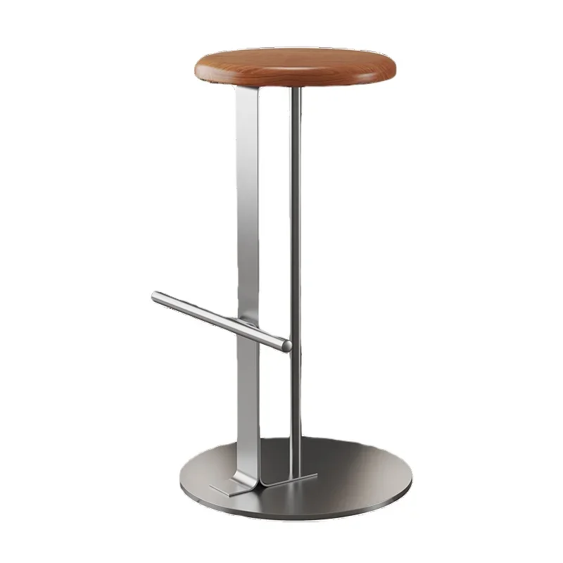 Japanese Minimalist Bar Stools, Restaurant Chairs, Carbon Steel High Legged Seat Stable Load-Bearing, Modern Furniture, Designer