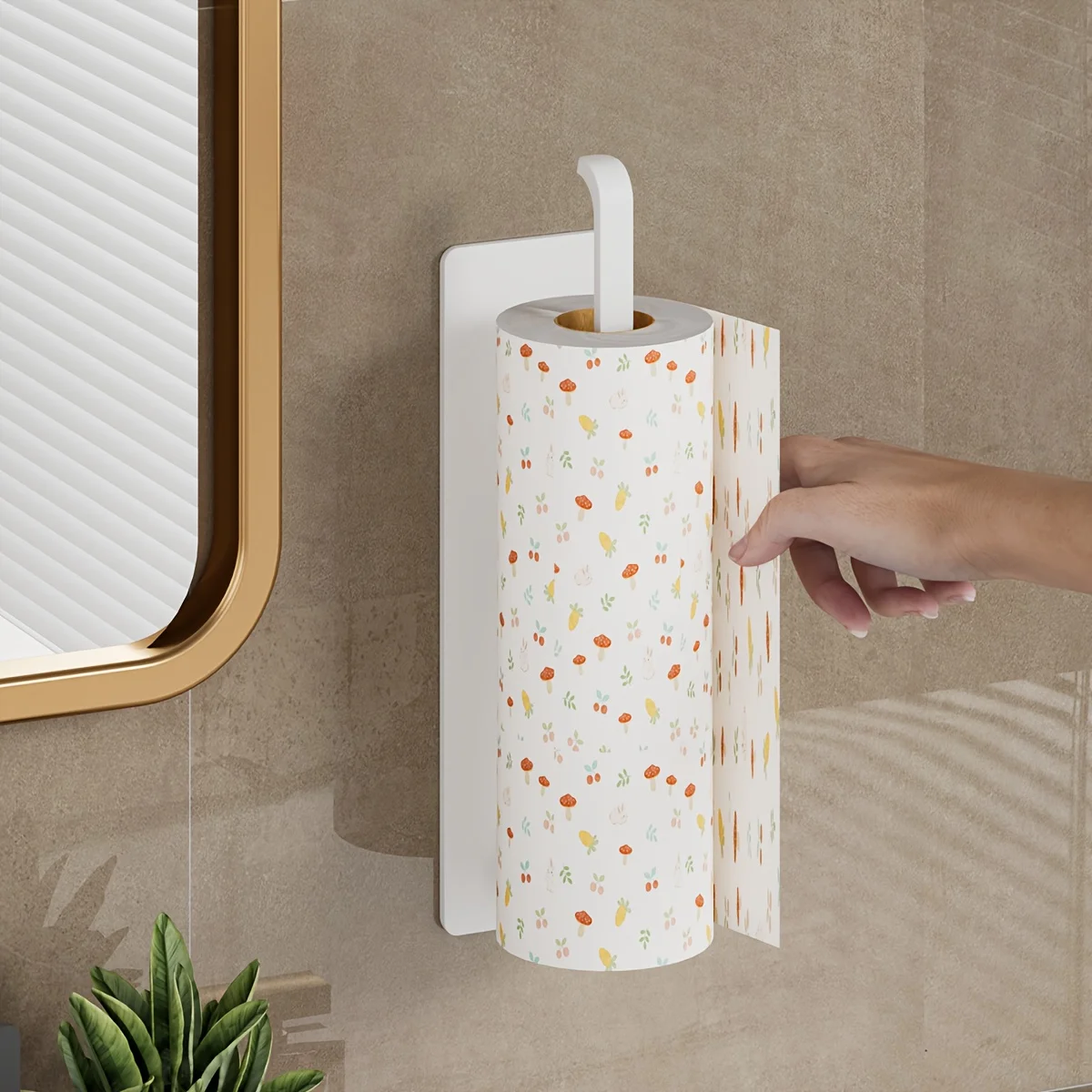 1 Stück Papierhandtuchhalter für Unterbau-Wandmontage, Küchen-Papierhandtuchhalter, Selbstklebend, Ohne Bohren, für Badezimmer und Zuhause – Detail 8