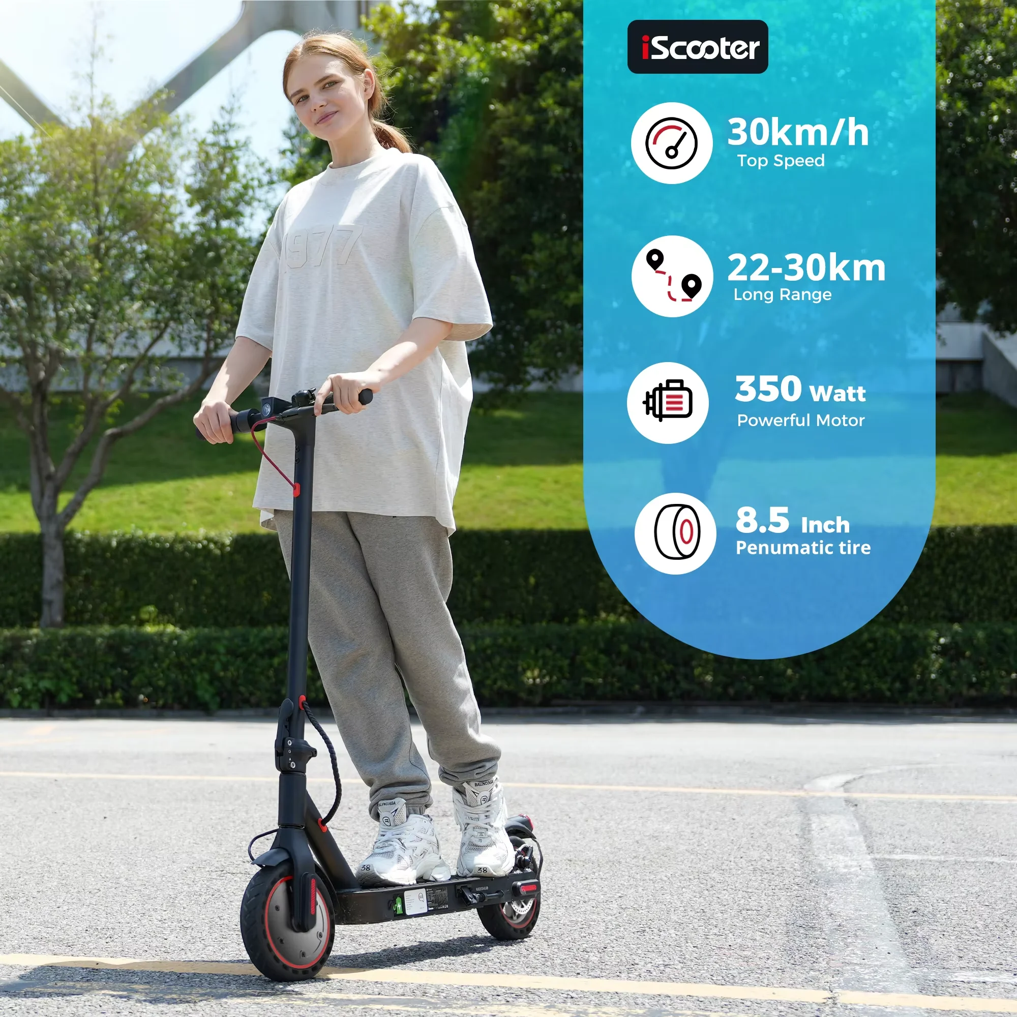 iScooter i9 Electric Scooter 350W Scooter for Adults 7.5Ah 30km/h Foldable E scooter 8.5 inch Honeycomb Tire scoorter electrico