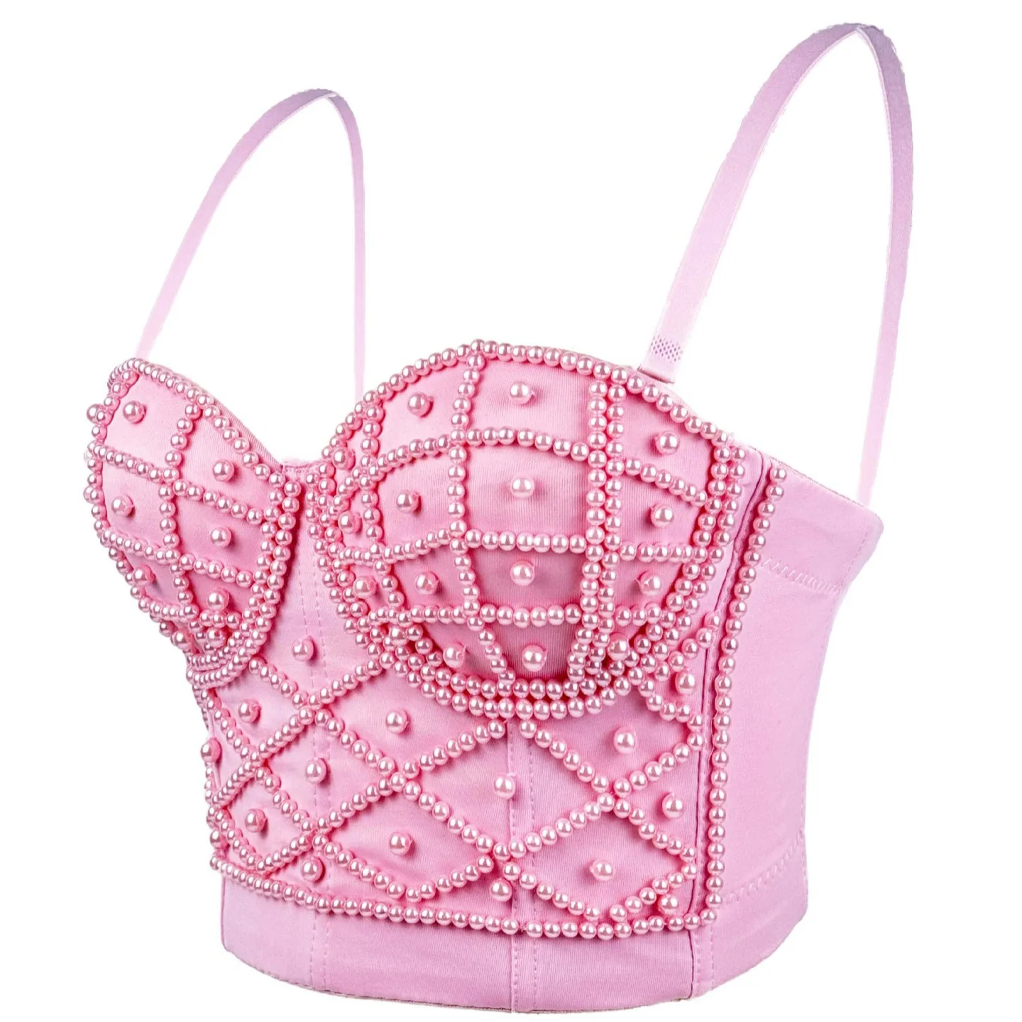 セクシーなオルトパールストラップベスト レディースアウター クールなフィボネトップ スイートセクシーなベリーベアリングニットチューブトップ