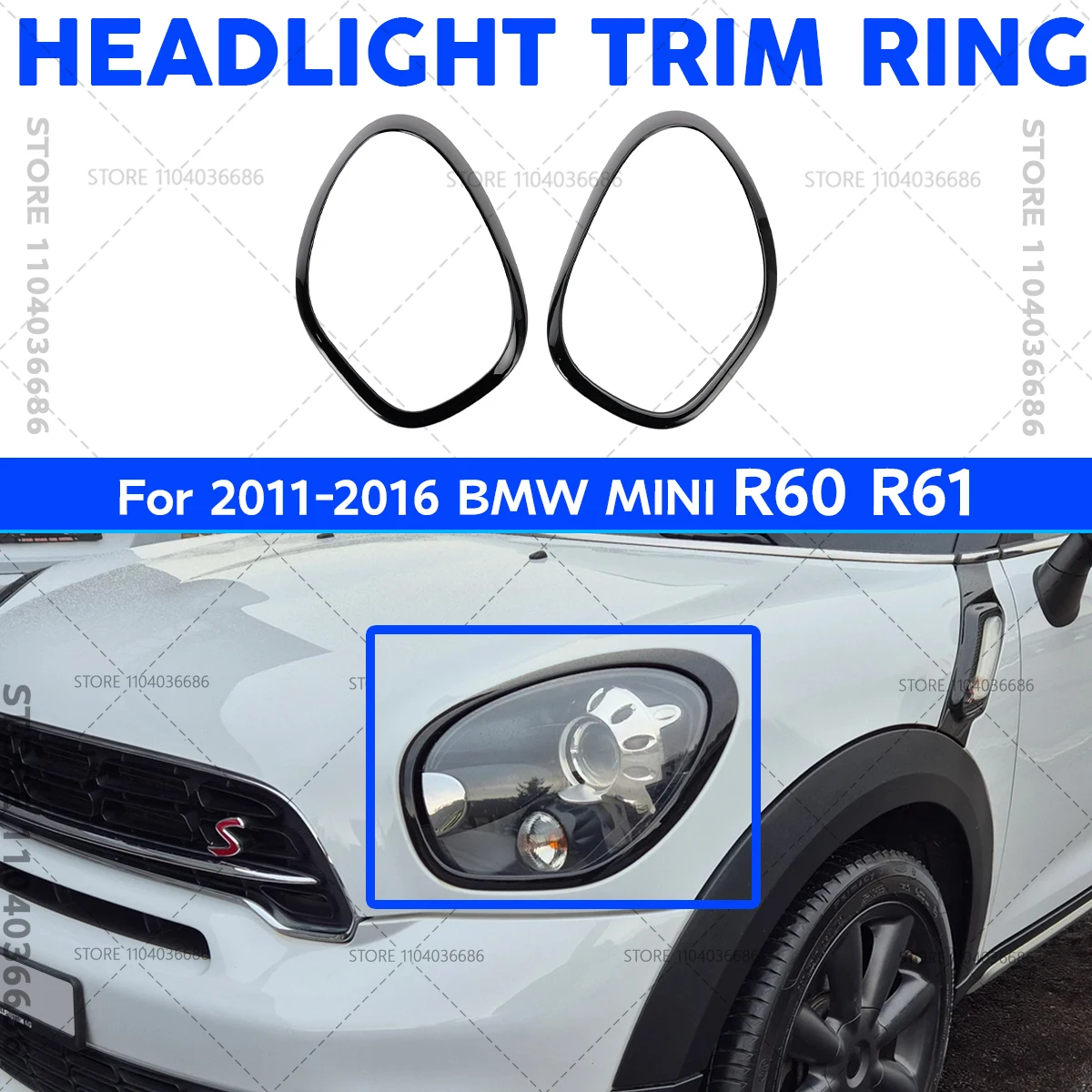 

For 2011 2012 2013 2014 2015 2016 R60 R61 BMW MINI Cooper Countryman Paceman Headlight Trim Ring Bezel