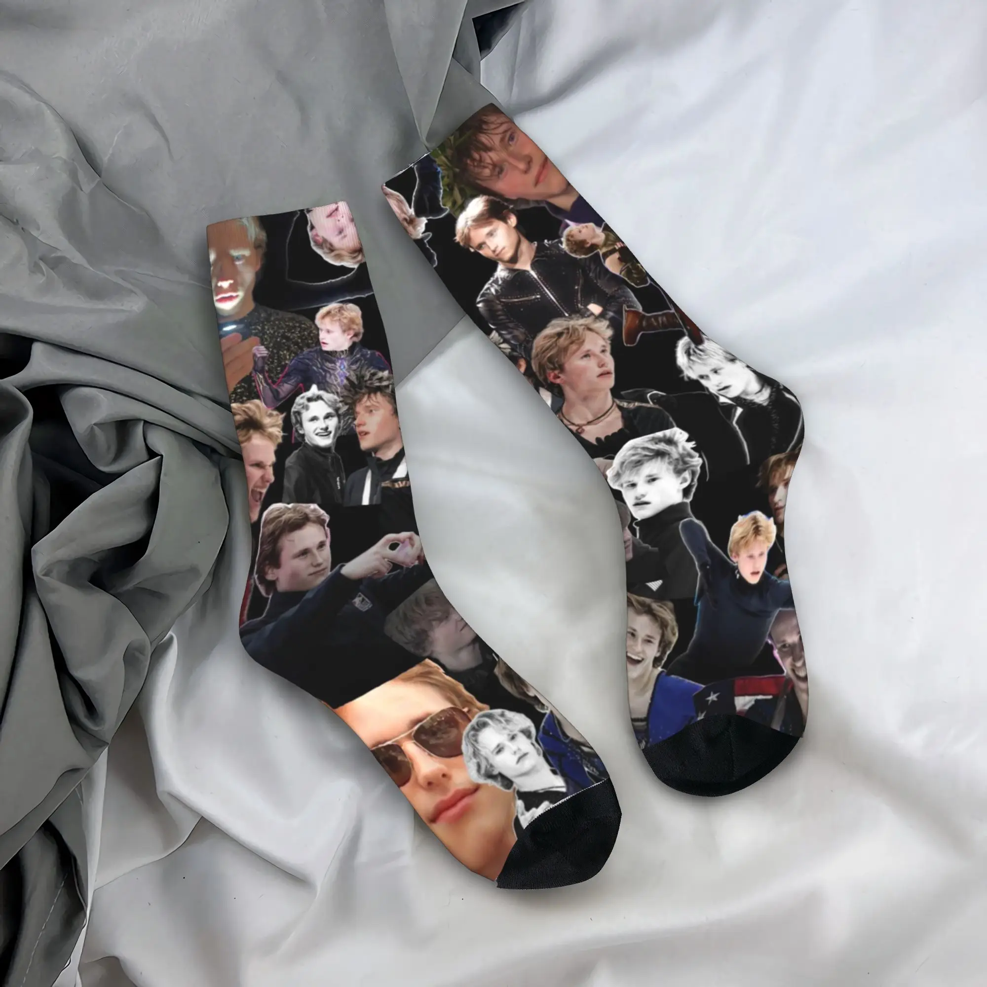 

Носки с принтом «Дизайн золотой медали по фигурному катанию Илии Малинина» для вечеринок, впитывающие пот