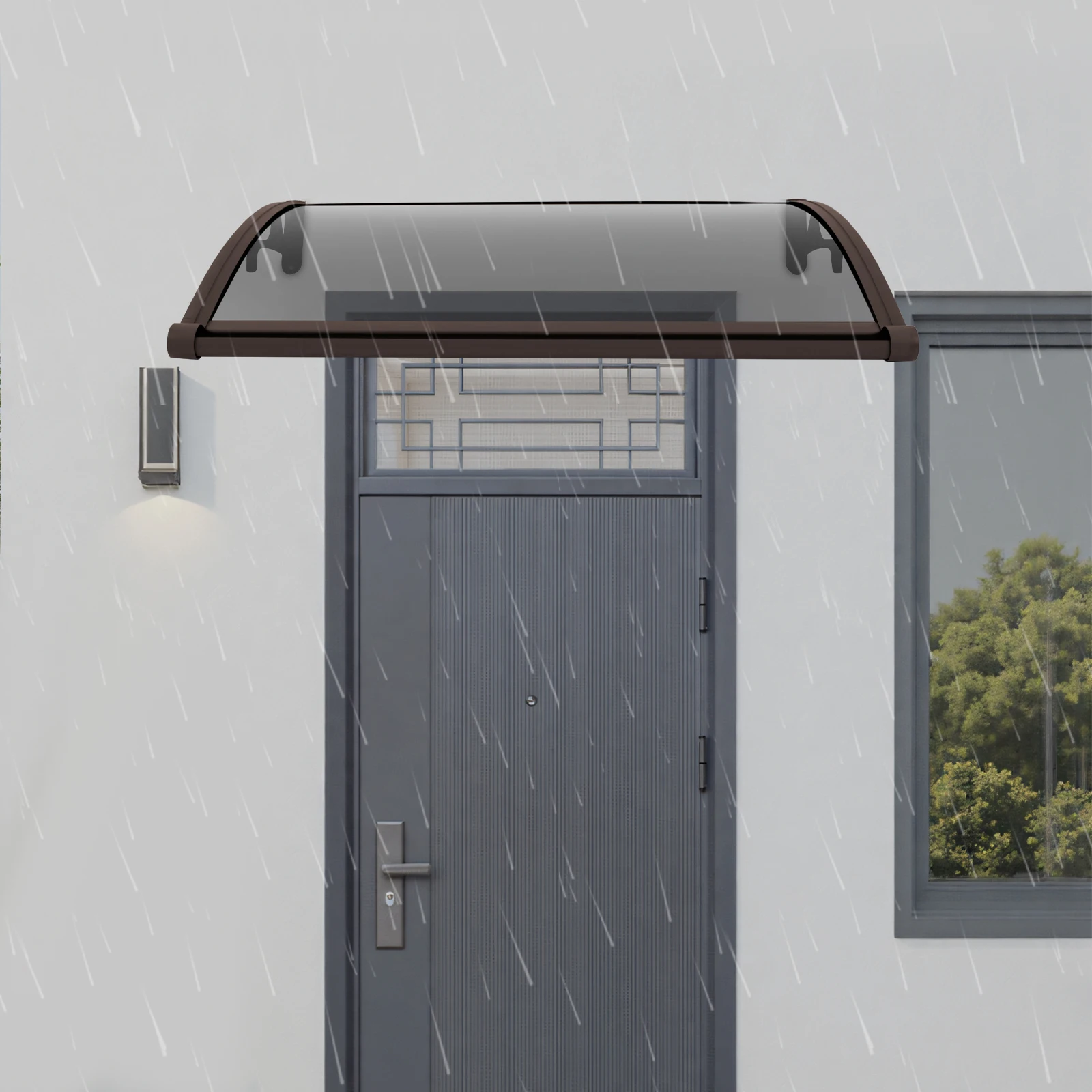 

Современный навес-маркиза Coffee Tan для окон и дверей, из алюминиевого сплава и поликарбоната, настенный, солнцезащитный, УФ-защита от дождя, для входной двери и патио