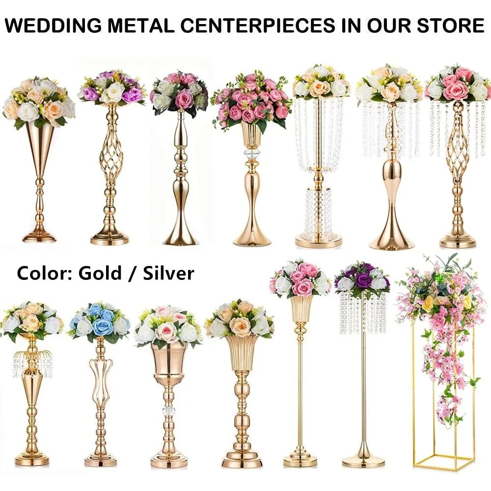 Imagem -06 - Alto Cristal Metal Vaso Flower Stand Titulares Wedding Centerpiece Candelabro Decoração Home Decor Quarto 23.75 10 Pcs