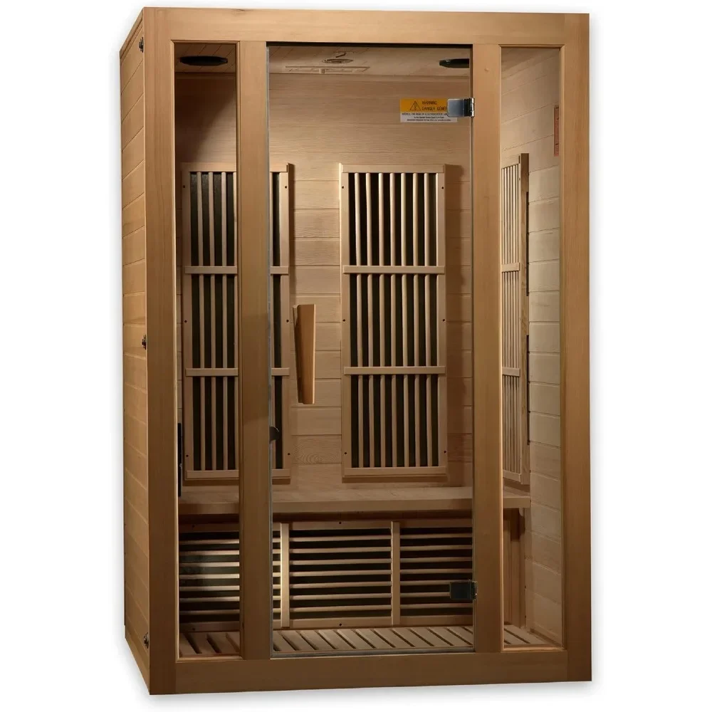 Hot Tub Sauna Seattle Carbon Far Infrared Sauna Room for 2 People, Hemlock Foot Reflective Heating System Floor Heater Hot Tubs