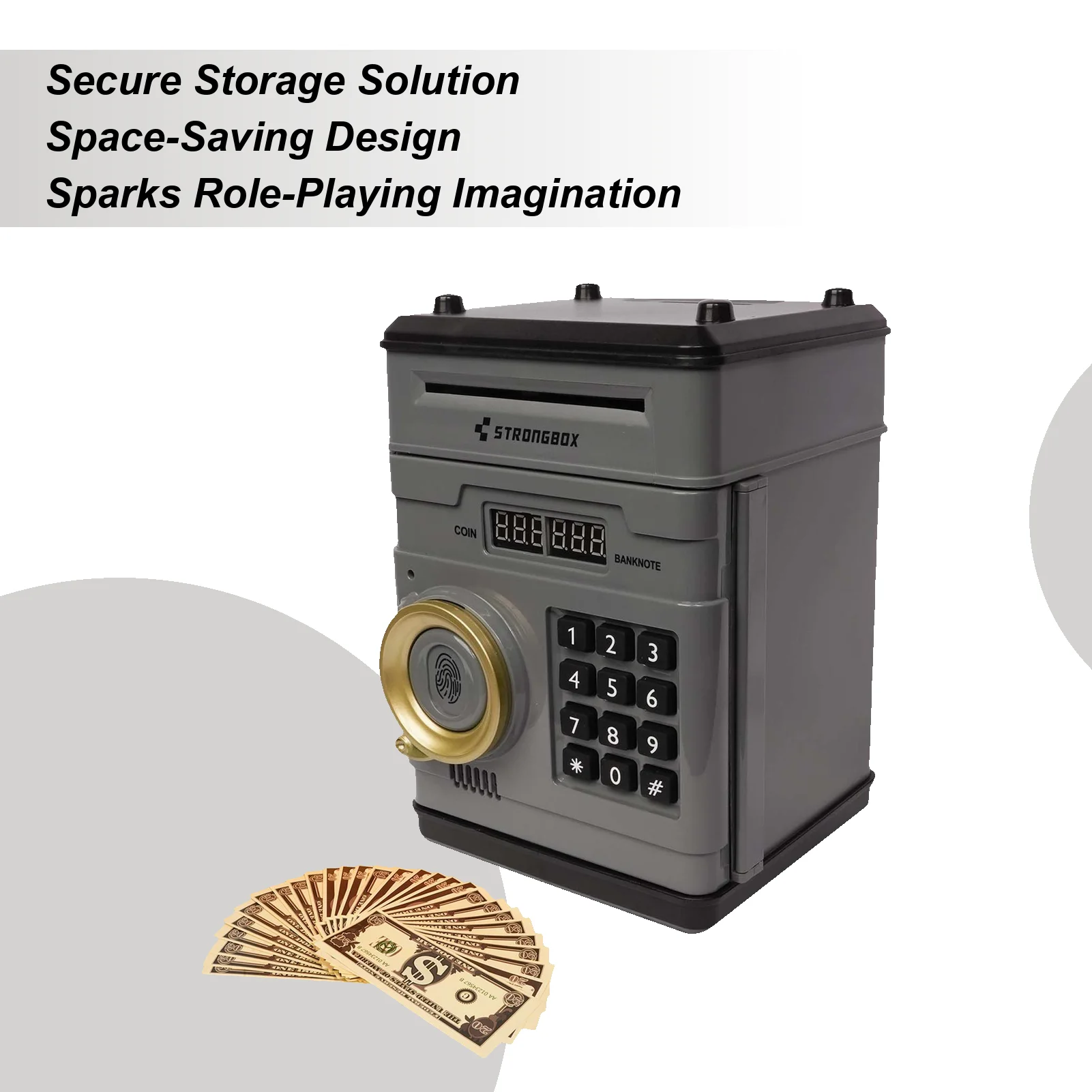صندوق الأمان لبنك المال الإلكتروني مع قفل بكلمة مرور رقمية، لعبة ATM، منظم العملات المعدنية النقدية للأطفال، هدية تعليمية، حصالة على شكل حيوان #1