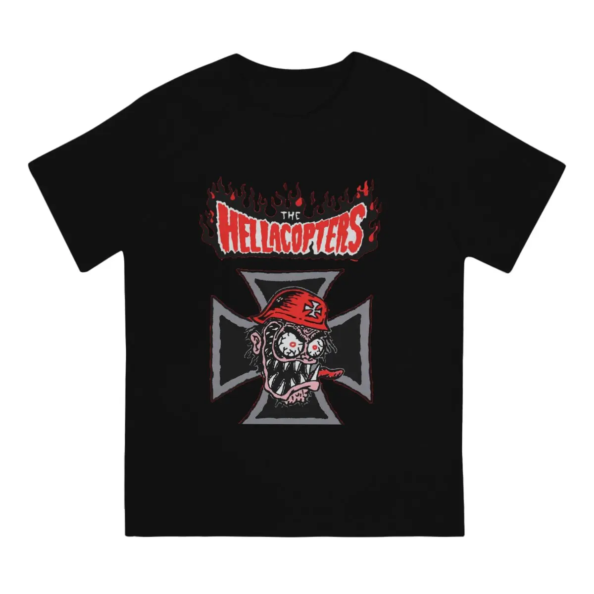 Men T-Shirts Cross Awesome Cotton Tees Short Sleeve Hellacopters T Shirts O Neck Clothing Printed