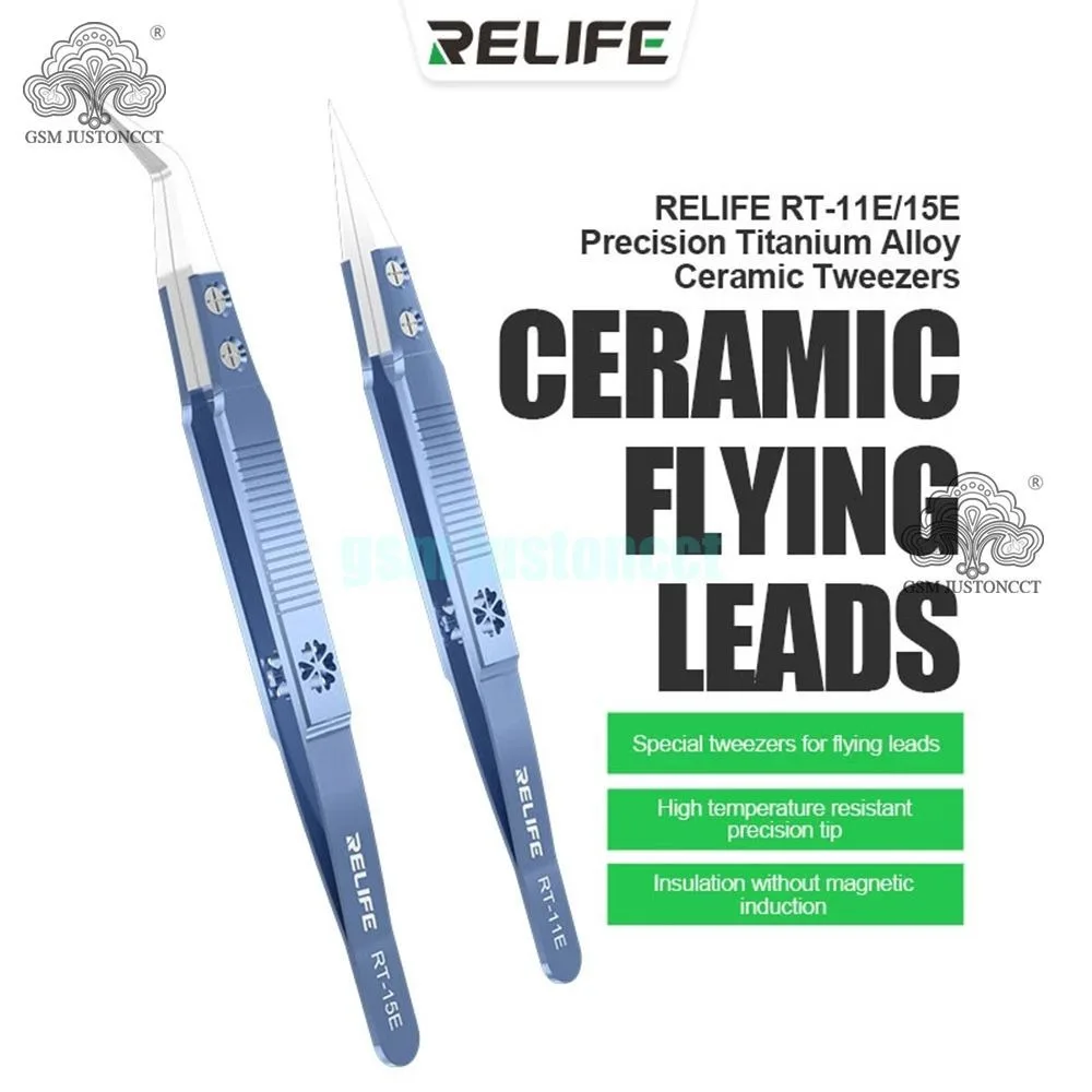 

RELIFE RT-11E/RT-15E precision titanium alloy anti-static ceramic tweezers can bear 1000 ° ceramic head titanium alloy tweezers