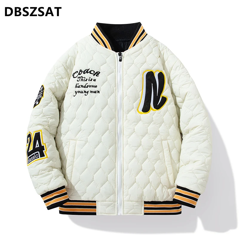 2028 NUEVOS hombres de moda de invierno abrigo blanco masculino Retro ligero fino abajo chaquetas hombres Color sólido abrigos con capucha sueltos H381