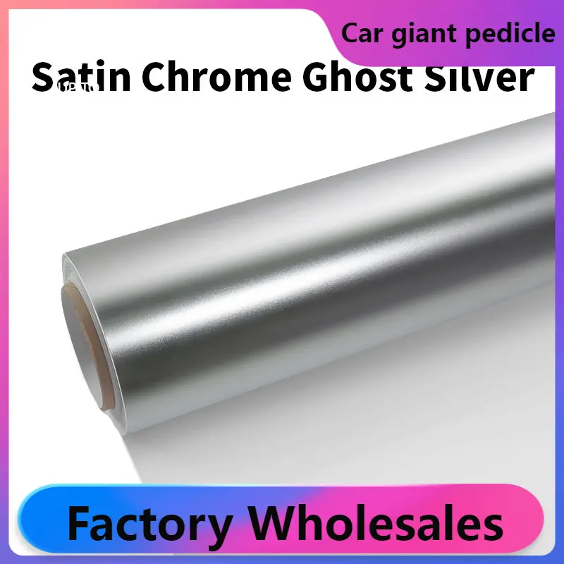 Highest quality Satin Ghost Silver Vinyl Wrap film wrapping bright 152*18m quality Warranty covering voiture (PE) T Liner )