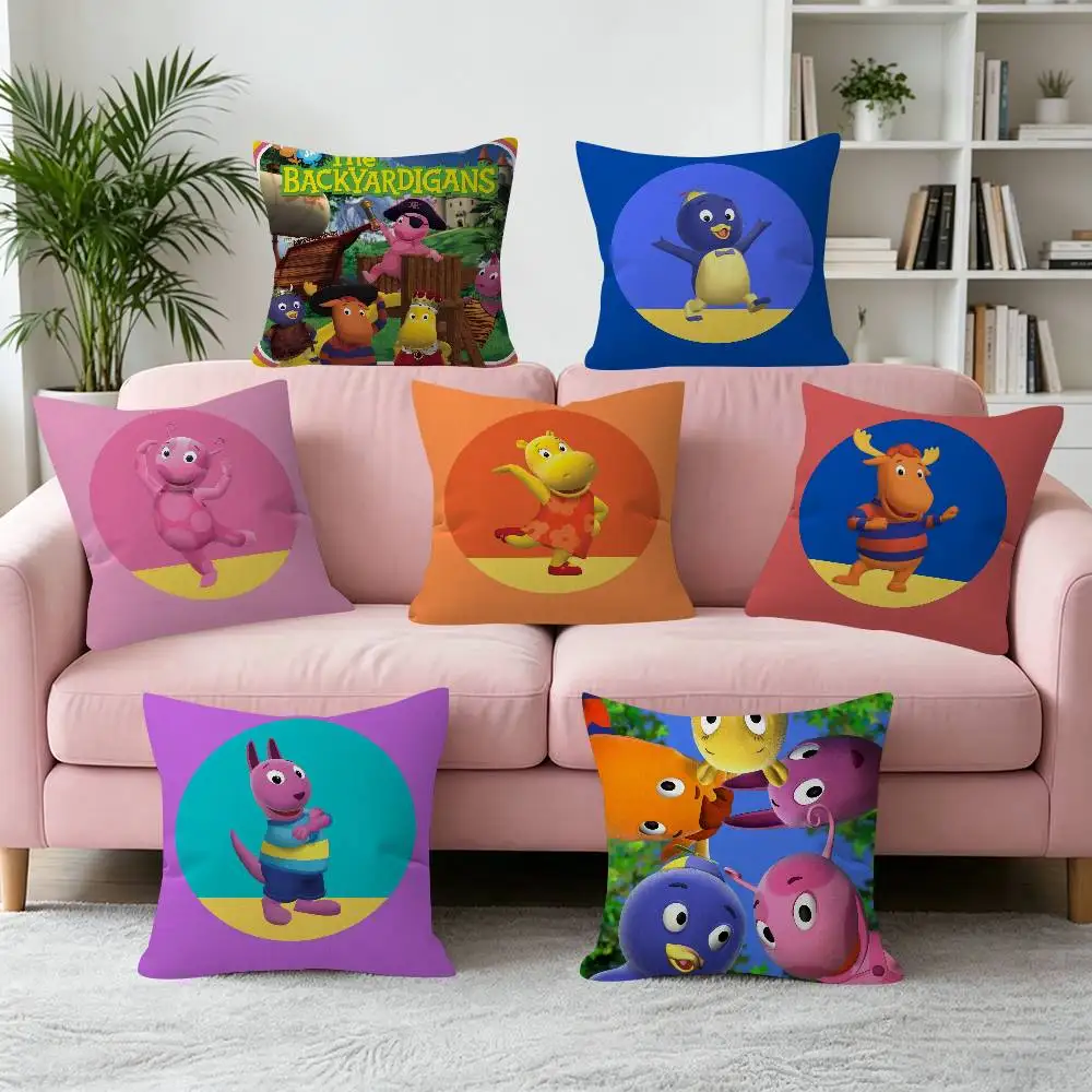 Cartoon T-The Backyardigans Decorative Polyester Throw Pillow Cover Square Suitable for Home Office Coffee Shop Decor