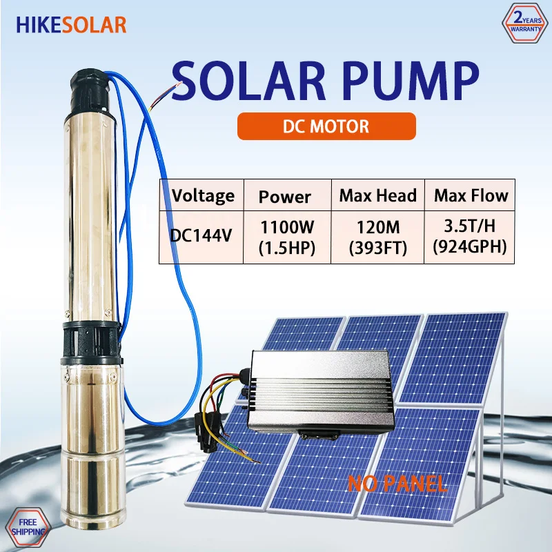 Solar water pump Submersible Energy Saving 1.5HP Deep Well Pump Bore Hole Villages Families Farms Park Agriculture Irrigation