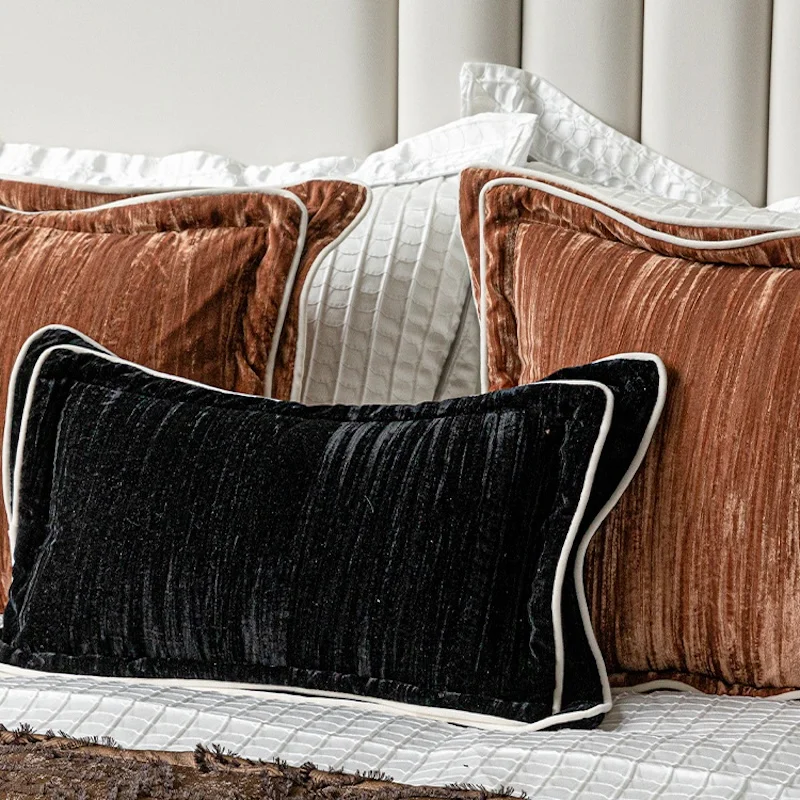 Brown Golden Pillows Black Cushion Case Luxury Modern Decorative Pillow Cover For Sofa Chair Home Decorations