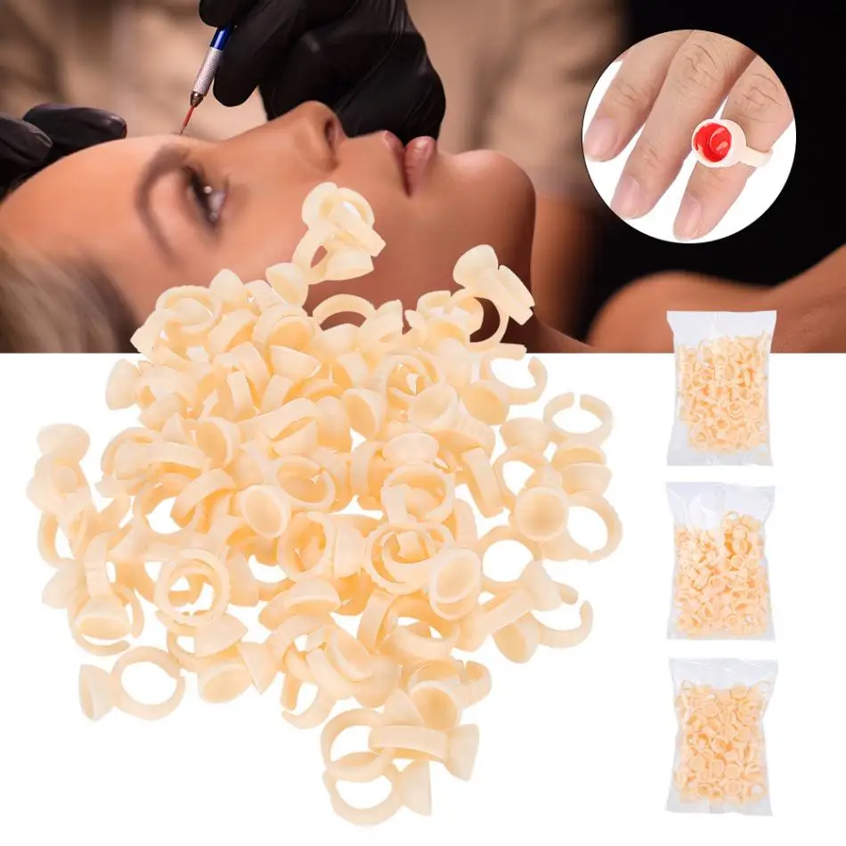 

100Pcs Eyebrow Tattoo Ring Cup Microblading Pigment Glue Holder Divider Tattoo Ink Pigment Holder Cup Permanent Makeup Supplies