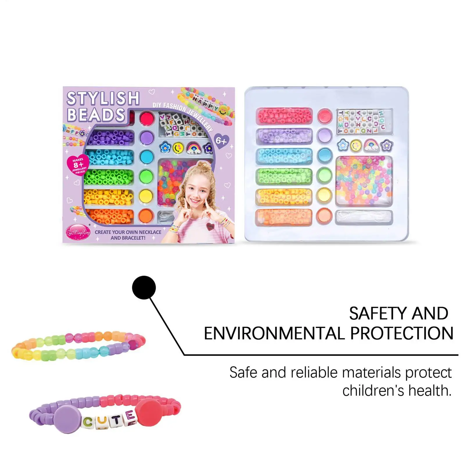 Bead Kit Bead Jewelry Bracelet Making Set For Kids Beading Toys Fun Craft Supplies For Kids Teens Adults Beginners School Travel