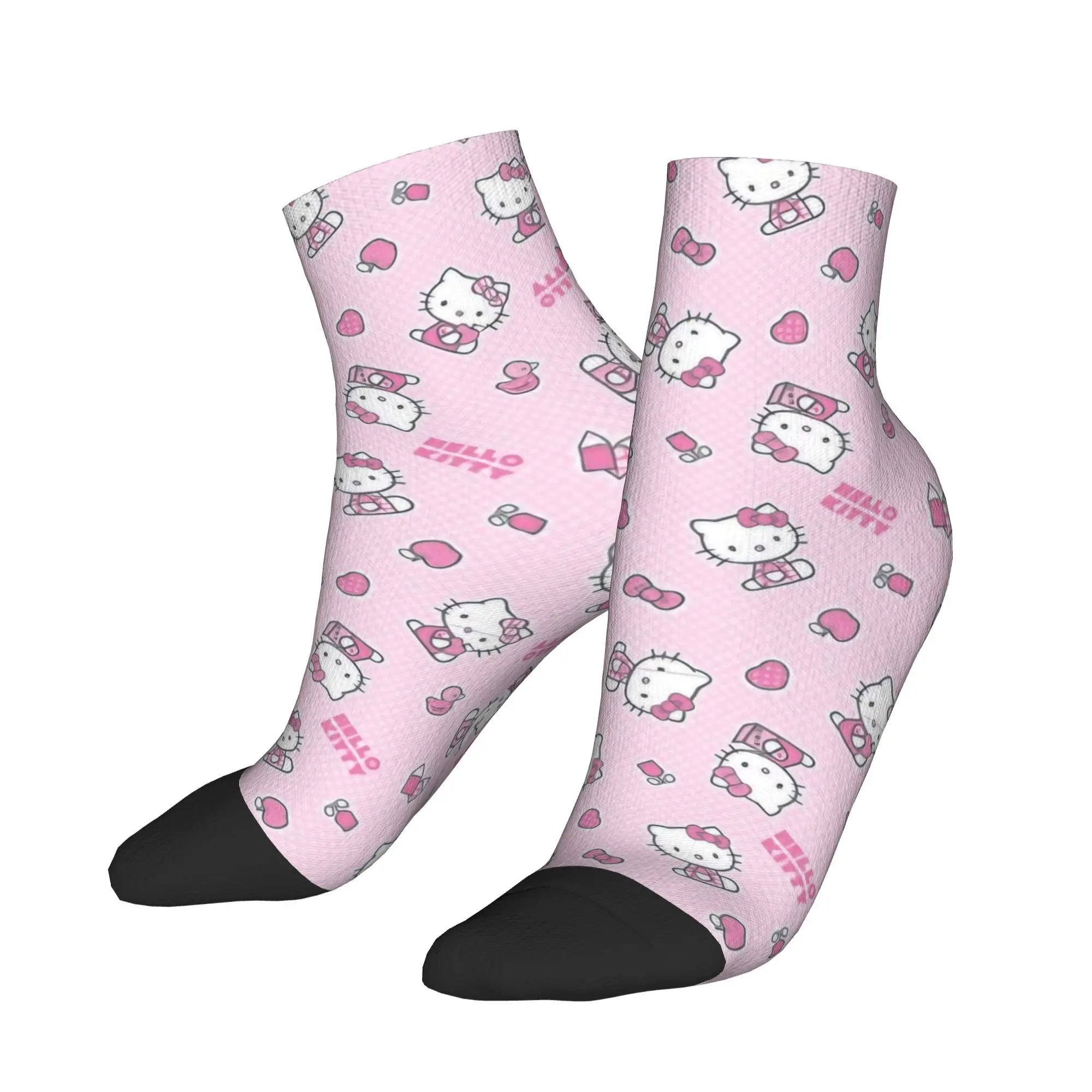 

Winter Warm Funny Men's Women's Hello Kitty Short Socks Cute Cartoon Breathable Basketball Ankle Socks
