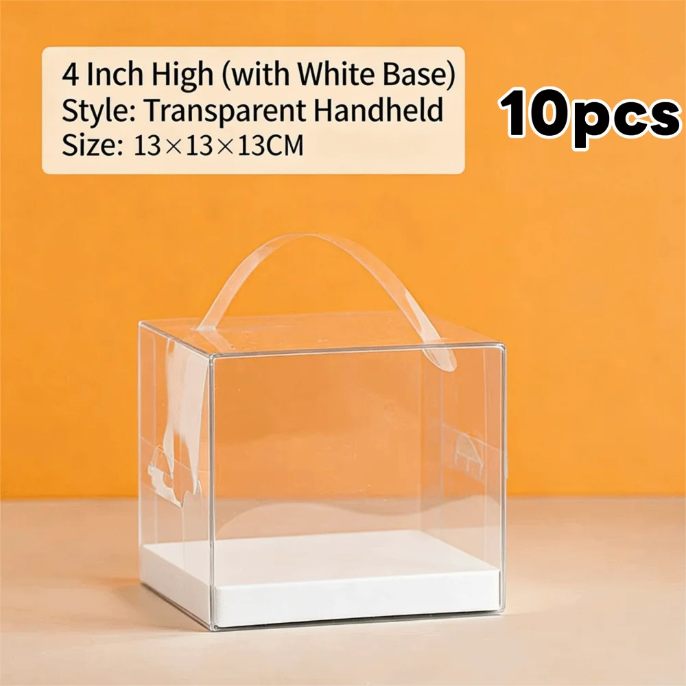 10 boîtes à gâteaux transparentes portables en plastique, boîte cadeau pour gâteau d'anniversaire, boîte à cupcakes, fête d'anniversaire
