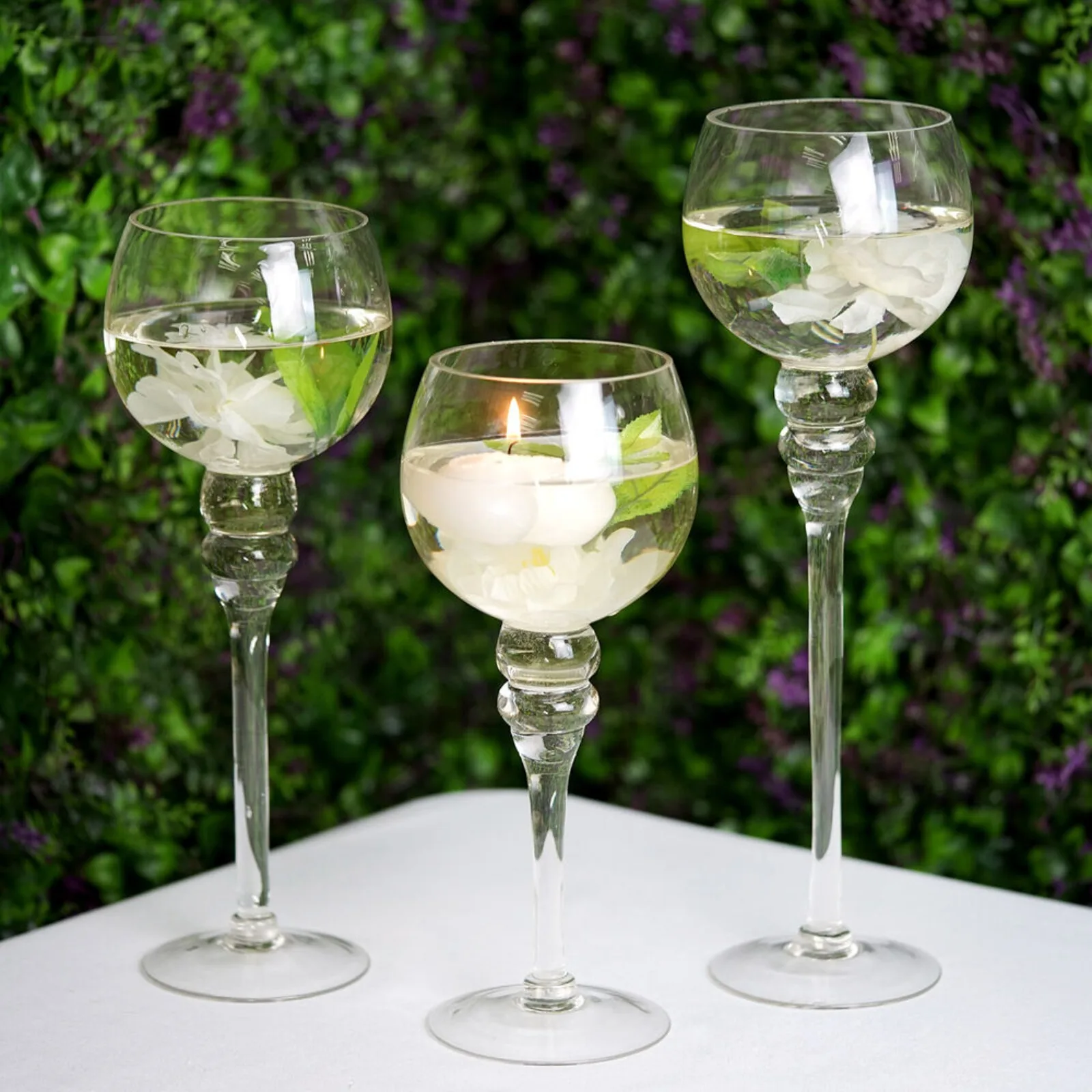 US 3 Clear Glass Tall Stemmed Candle Holders Vases Centerpieces Wedding Party Sale