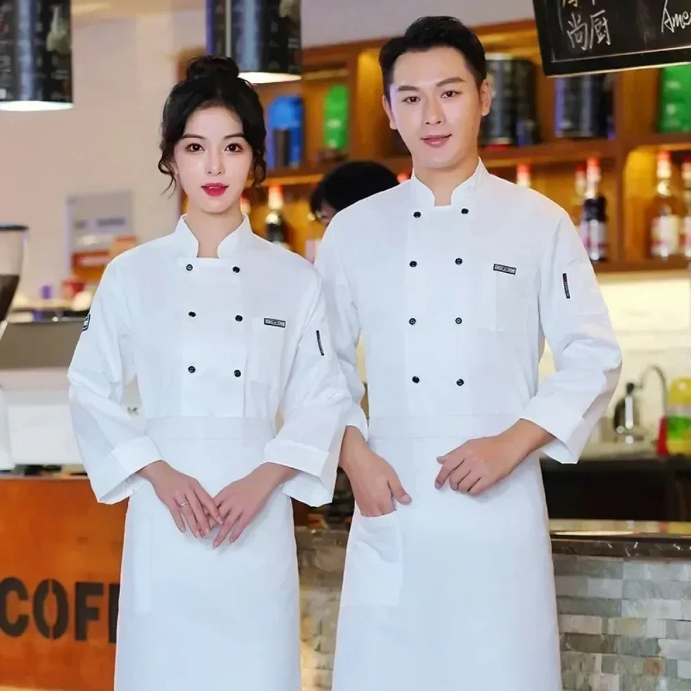 New 2024 Hotel Restaurant Canteen Kitchen Breathable Mesh Chef Uniform Long-sleeved for Men and Women Chef Shoes for Men