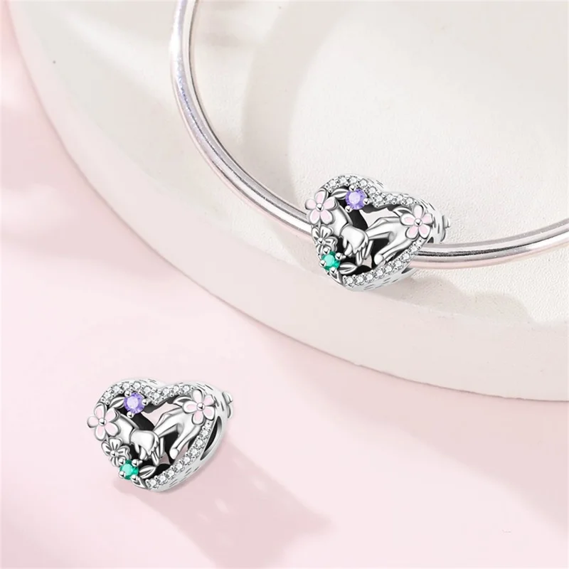 New 925 Sterling Silver Parent Child Holding Hands Charms Bead Fit 3mm Original Bracelet DIY Women Birthday Party Jewelry Gifts
