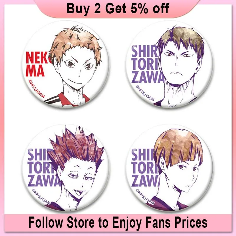 Anime Haikyuu Enamel Pins Volleyball Boy Manga Figure Brooches Round Cosplay Badge Button Otaku Bag Jewelry Accessories Gifts