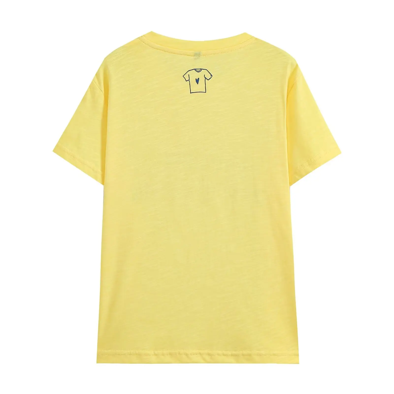 Yellow Printed round Neck Short Sleeve Casual Versatile T-Shirt Women's Loose Fit Printed Design Summer Top NINE ZAR 0085122